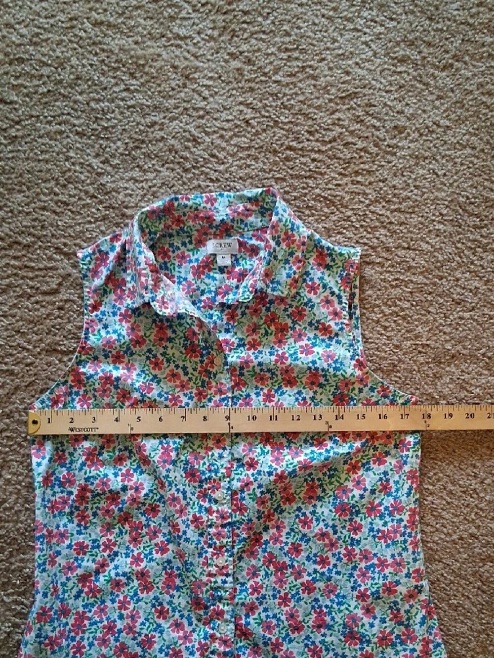 J. Crew Floral Cotton Blend Sleeveless Button-Front Button Down Shirt Top